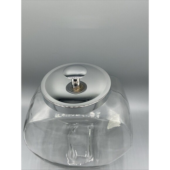 Glass penny candy Cookie TILT jar 1 Gallon ANCHOR HOCKING Canister w/ Metal Lid - Picture 3 of 13